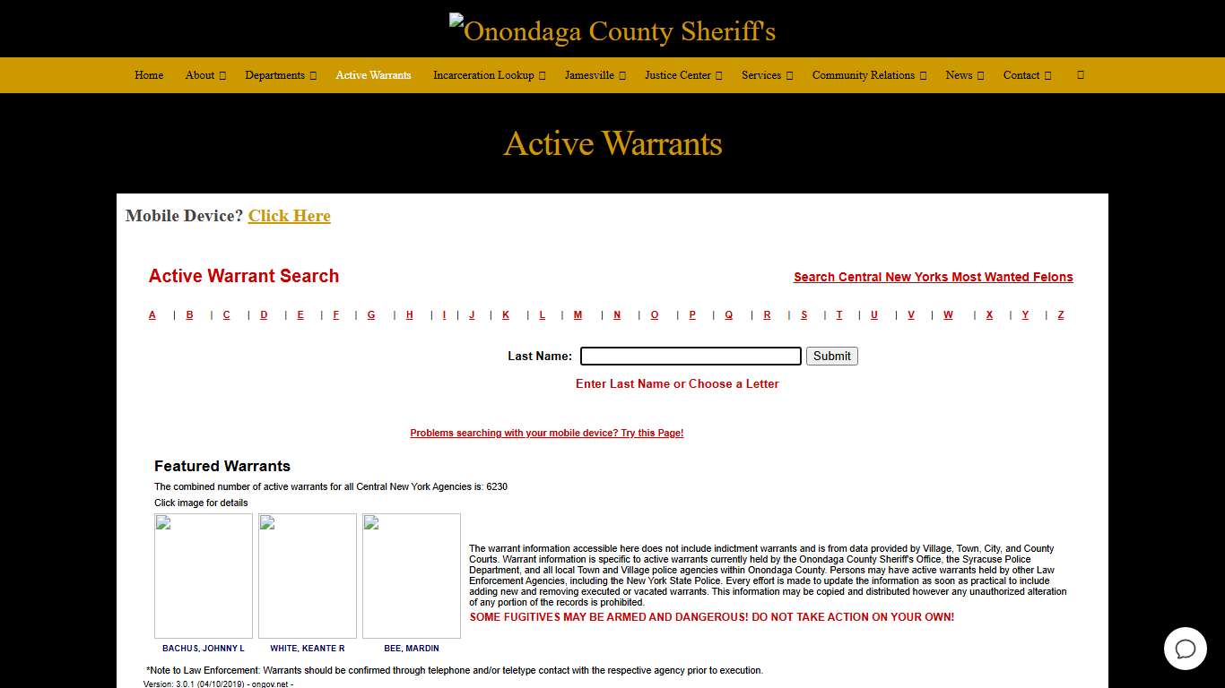 Active Warrants – Onondaga County Sheriff's Office